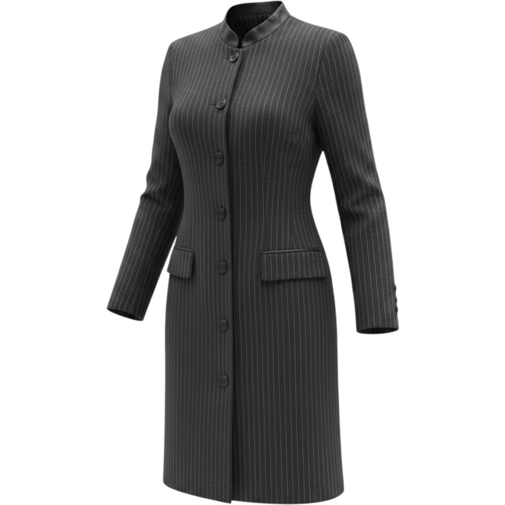 (A9) Kasper Vintage VTG Black‎ Charcoal Pinstripe Tailored Jacket Coat Dress 6
